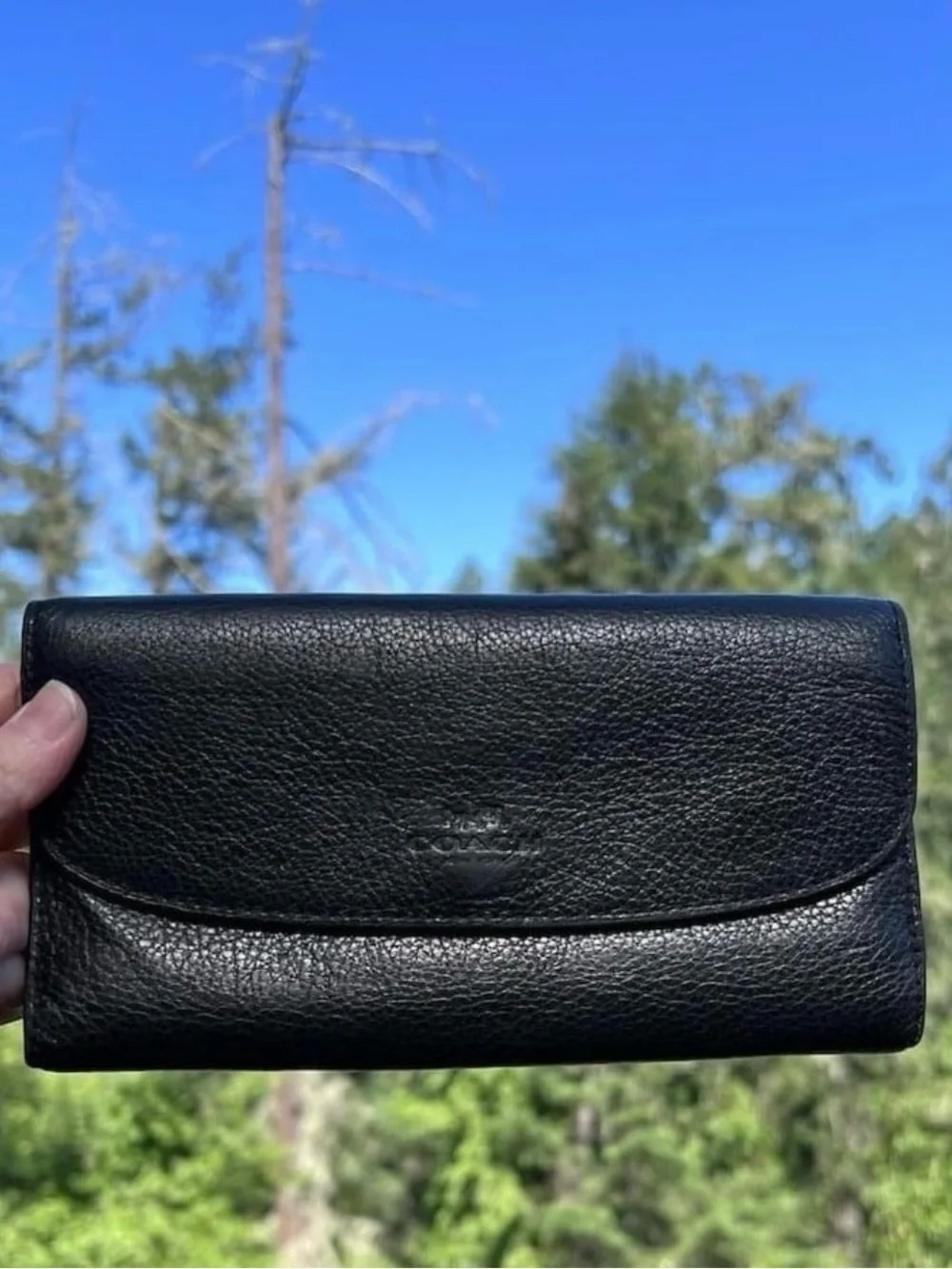VINTAGE COACH Women's Trifold Wallet in Pebble Leather Credit Card Holder